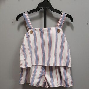 Love Squared Girls NWT Striped Tank Style Top and Shorts Set, Girls 10